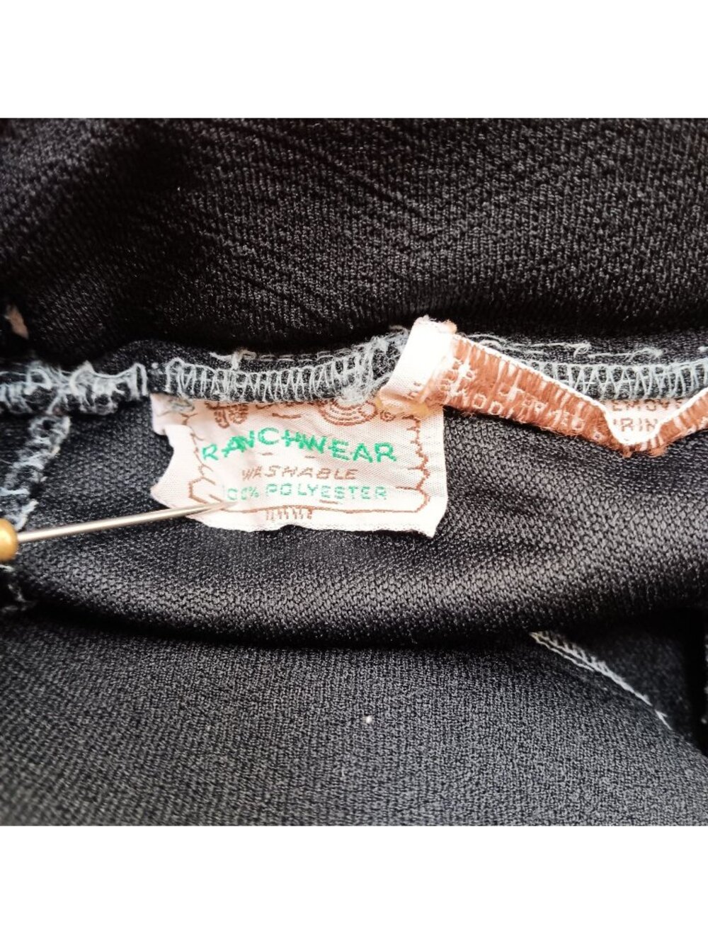 H Bar C Ranchwear Vintage 32x33 Cowgirl Bellbottom Pants 1960's Black Polyester